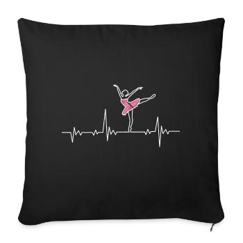 Ballerine Pouls de cœur - Housse de coussin décorative 45 x 45 cm - noir - Devant