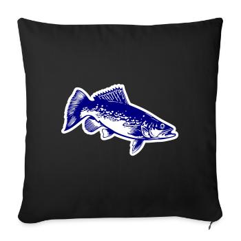 Pike Fish Silhouette - Sofa pillowcase 17,3'' x 17,3'' (45 x 45 cm) - black - Front