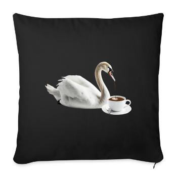 Schwan Kaffee - Sofakissenbezug 45 x 45 cm - Schwarz - Vorne