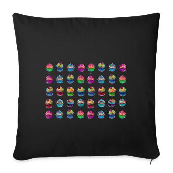 Lots of colorful muffins tartlets - Sofa pillowcase 17,3'' x 17,3'' (45 x 45 cm) - black - Front