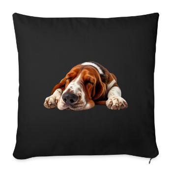 Basset Hound - Sofa pillowcase 17,3'' x 17,3'' (45 x 45 cm) - black - Front