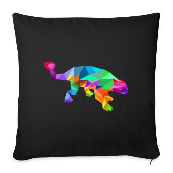 Colorful Rainbow Ankylosaurus Dinosaur Polygon - Sofa pillowcase 17,3'' x 17,3'' (45 x 45 cm) - black - Front