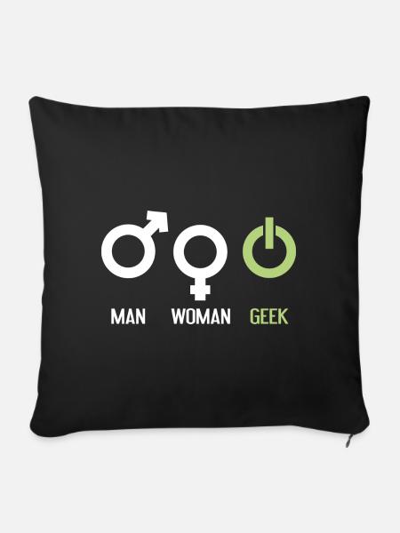 Mann Frau Geek - Sofakissenbezug 45 x 45 cm - Schwarz