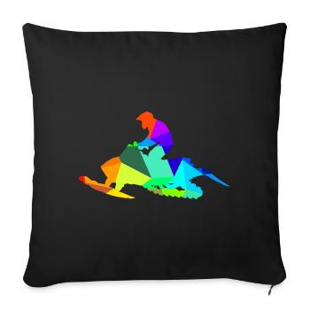 Snowmobile Skibob Rainbow Polygon Vehicle - Sofa pillowcase 17,3'' x 17,3'' (45 x 45 cm) - black - Front