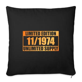 50. Geburtstag Limited Edition - ꝏ Supply 11/1974 - Sofakissenbezug 45 x 45 cm - Schwarz - Vorne