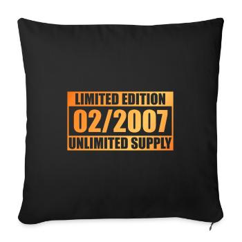 18. Geburtstag Limited Edition - ꝏ Supply 02/2007 - Sofakissenbezug 45 x 45 cm - Schwarz - Vorne