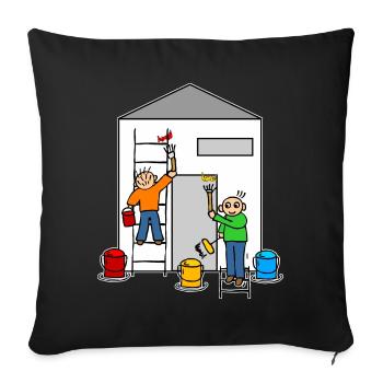 Painter or house painter paint a house - Sofa pillowcase 17,3'' x 17,3'' (45 x 45 cm) - black - Front