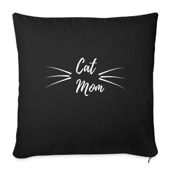 Cat Mom Cat Whiskers - Sofa pillowcase 17,3'' x 17,3'' (45 x 45 cm) - black - Front