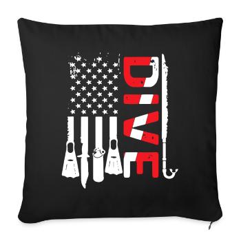 Scuba Dive Flag USA Drôle Graphique - Housse de coussin décorative 45 x 45 cm - noir - Devant