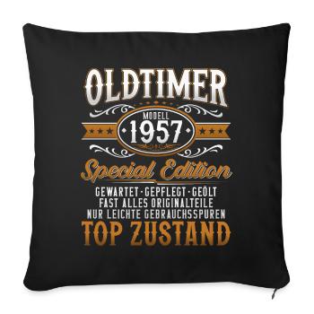 Oldtimer Baujahr Jahrgang 1957 Geburtstag Geschenk - Sofakissenbezug 45 x 45 cm - Schwarz - Vorne