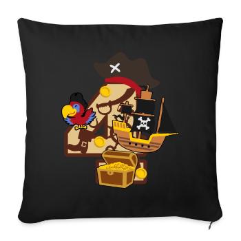 Pirate party for 4th birthday number 4 - 4 years - Sofa pillowcase 17,3'' x 17,3'' (45 x 45 cm) - black - Front