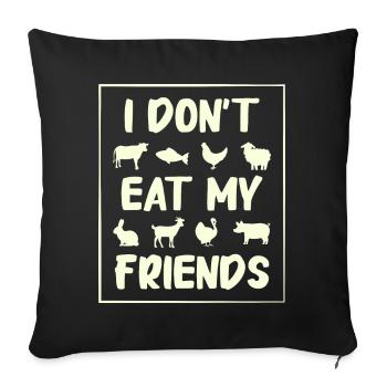 Goat Turkey Pig Friends Design for Vegans - Sofa pillowcase 17,3'' x 17,3'' (45 x 45 cm) - black - Front
