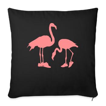 Flamant rose en baskets personnalisables - Housse de coussin décorative 45 x 45 cm - noir - Devant