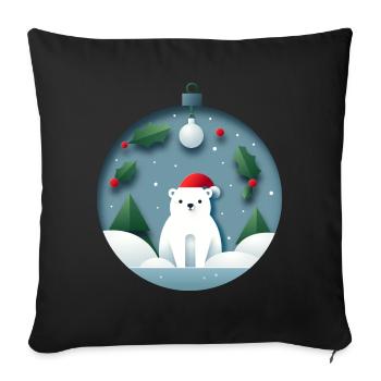 Eisbär in Weihnachtskugel - Sofakissenbezug 45 x 45 cm - Schwarz - Vorne
