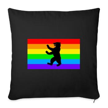 Berlin Bear / LGBT Q / Rainbow Flag - Sofa pillowcase 17,3'' x 17,3'' (45 x 45 cm) - black - Front