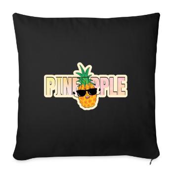 Coole Ananas mit Sonnenbrille und Schriftzug - Sofakissenbezug 45 x 45 cm - Schwarz - Vorne