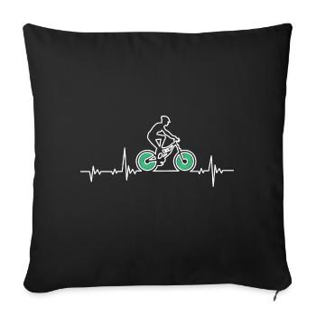 Battement de coeur de vélo de montagne - Housse de coussin décorative 45 x 45 cm - noir - Devant