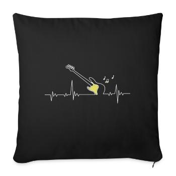Bass guitare pouls pulsation cardiaque - Housse de coussin décorative 45 x 45 cm - noir - Devant