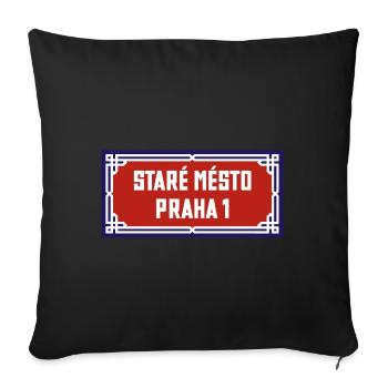 Praha Stare Mesto. Signe de rue de la vieille ville de Prague. - Housse de coussin décorative 45 x 45 cm - noir - Devant