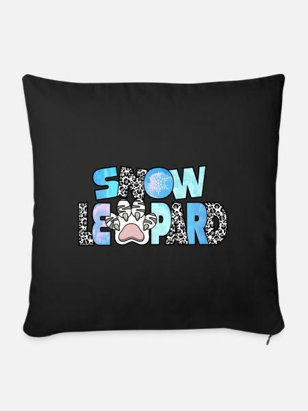 Schneeleopard - Sofakissenbezug 45 x 45 cm - Schwarz