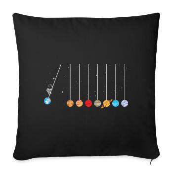 astronaute swing planètes système solaire science spatiale - Housse de coussin décorative 45 x 45 cm - noir - Devant