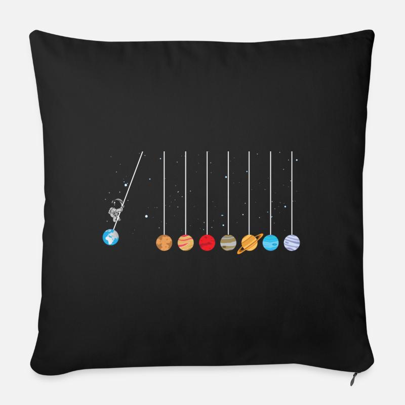 astronaute swing planètes système solaire science spatiale - Housse de coussin décorative 45 x 45 cm - noir