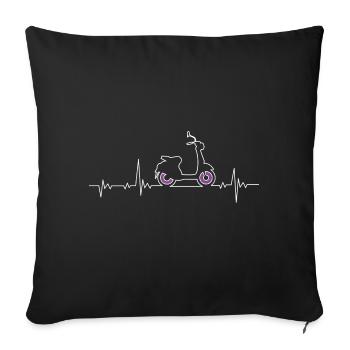 Motor scooter heartbeat - Sofa pillowcase 17,3'' x 17,3'' (45 x 45 cm) - black - Front