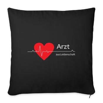 Arzt aus Leidenschaft mit Herz und EKG-Kurve - Sofakissenbezug 45 x 45 cm - Schwarz - Vorne