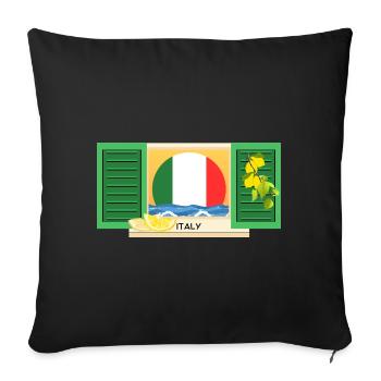 Motif de vacances en Italie - Housse de coussin décorative 45 x 45 cm - noir - Devant