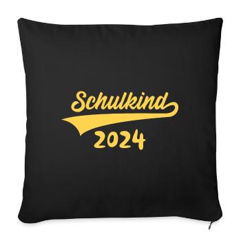 EINSCHULUNG ENDLICH SCHULKIND 2024 - Sofakissenbezug 45 x 45 cm - Schwarz - Vorne