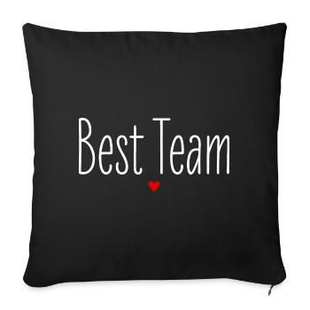 Saint-Valentin, Meilleure équipe, Coeur, Amour, Partenaire Look - Housse de coussin décorative 45 x 45 cm - noir - Devant