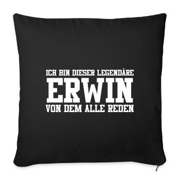 Erwin Name Design - Sofakissenbezug 45 x 45 cm - Schwarz - Vorne