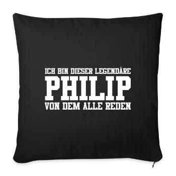 Philip Name Design - Sofakissenbezug 45 x 45 cm - Schwarz - Vorne