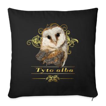 Bell owl - Sofa pillowcase 17,3'' x 17,3'' (45 x 45 cm) - black - Front