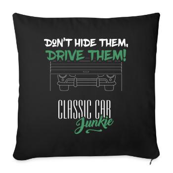 Classic Car Junkie - Barn Find Garage Conduisez-les - Housse de coussin décorative 45 x 45 cm - noir - Devant