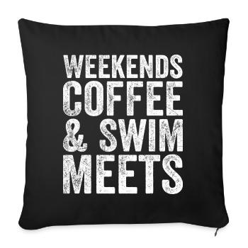 Weekends Coffee And Swim Meets - Coffee Lover - Sofa pillowcase 17,3'' x 17,3'' (45 x 45 cm) - black - Front