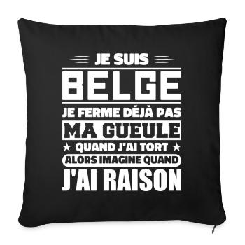 Je suis Belge - Je ferme pas ma gueule - Housse de coussin décorative 45 x 45 cm - noir - Devant