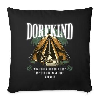 Dorfkind Camping - Sofakissenbezug 45 x 45 cm - Schwarz - Vorne