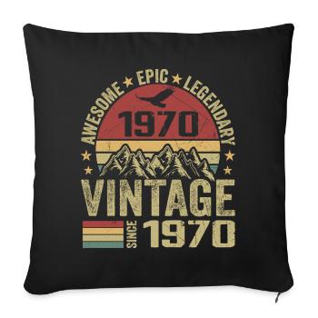 Vintage 1970's Birthday Gift 1970's - Born in 1970 - Sofa pillowcase 17,3'' x 17,3'' (45 x 45 cm) - black - Front