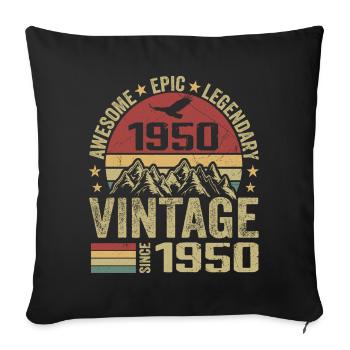 Vintage 1950's Birthday Gift 1950's - Born in 1950 - Sofa pillowcase 17,3'' x 17,3'' (45 x 45 cm) - black - Front