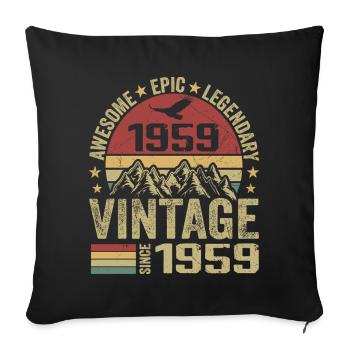 Vintage 1959 Cadeau Anniversaire 1959 - Né en 1959 - Housse de coussin décorative 45 x 45 cm - noir - Devant
