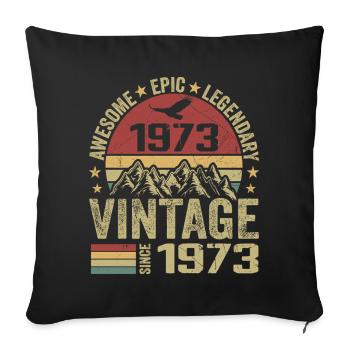Vintage 1973 Cadeau Anniversaire 1973 - Né en 1973 - Housse de coussin décorative 45 x 45 cm - noir - Devant