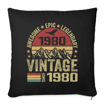 Vintage 1980's Birthday Gift 1980's - Born in 1980 - Sofa pillowcase 17,3'' x 17,3'' (45 x 45 cm) - black - Front
