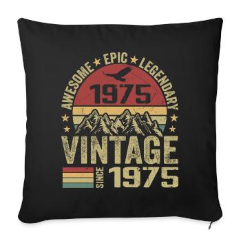 Vintage 1975 Cadeau Anniversaire 1975 - Né en 1975 - Housse de coussin décorative 45 x 45 cm - noir - Devant
