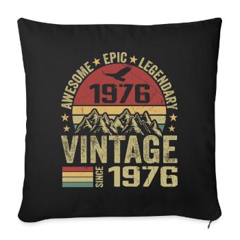 Vintage 1976 Cadeau Anniversaire 1976 - Né en 1976 - Housse de coussin décorative 45 x 45 cm - noir - Devant