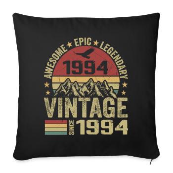 Vintage 1994 Cadeau Anniversaire 1994 - Né en 1994 - Housse de coussin décorative 45 x 45 cm - noir - Devant