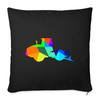 Steamroller Rainbow Polygon Construction Vehicle - Sofa pillowcase 17,3'' x 17,3'' (45 x 45 cm) - black - Front