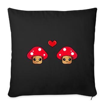 Pilz Paar Liebe Comic - Sofakissenbezug 45 x 45 cm - Schwarz - Vorne
