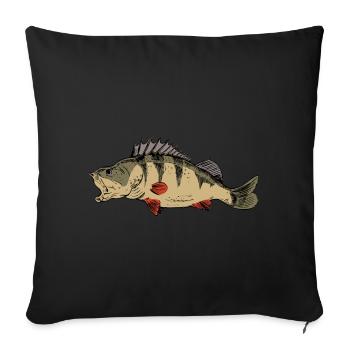 Perch Fishing Ritters Perch Predator Anglers - Sofa pillowcase 17,3'' x 17,3'' (45 x 45 cm) - black - Front