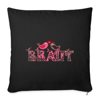 Braut Vögel Liebespaar Heiraten - JGA - Sofakissenbezug 45 x 45 cm - Schwarz - Vorne